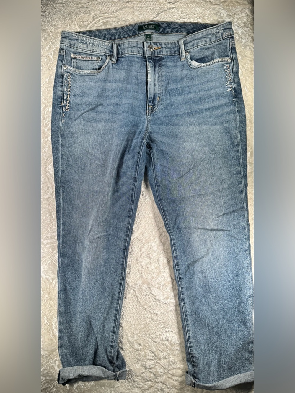 Lauren Ralph Lauren Light Blue Skinny Jeans with Subtle Stitching